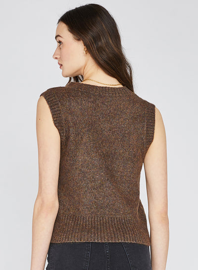 Dark brown on trend sweater vest.